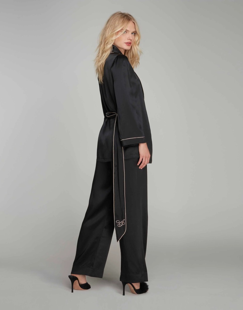 ClassicЧерные шелковые брюки пижамы Classic