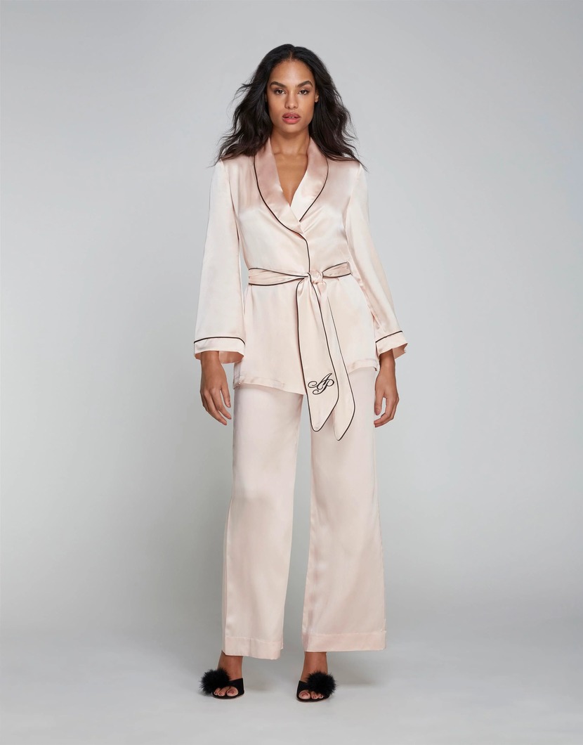 ClassicПудровые шелковые брюки пижамы Classic
