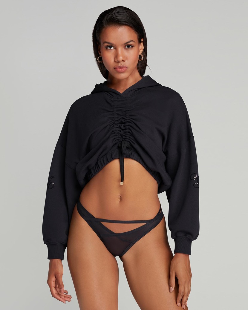 RayleyЧерное худи на кулиске с пайетками Rayley