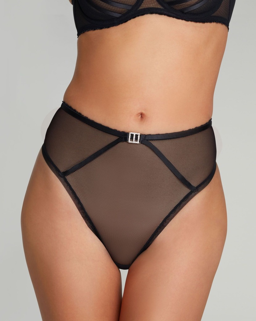 AidenЧерные трусы стринги с высокой посадкой Aiden