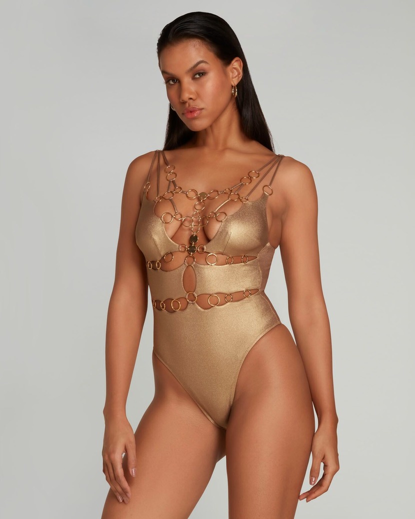 DavineЗолотой слитный купальник Davine