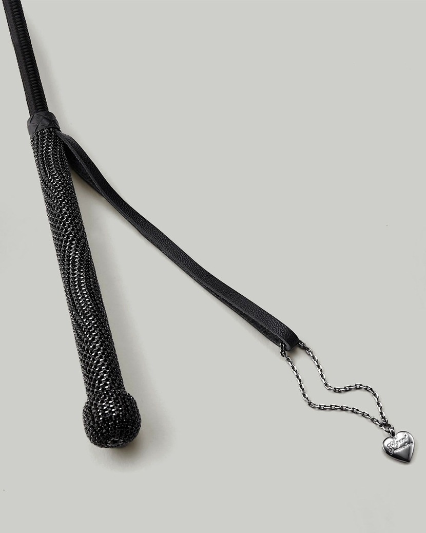 CrystalЧерный кожаный хлыст с кристаллами Whip Crystal