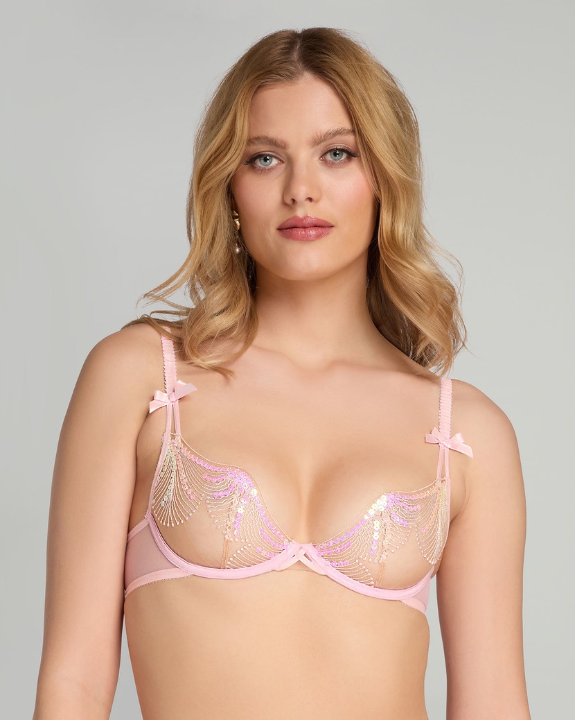 QuinnyРозовый прозрачный бюстгальтер с открытой чашкой Quinny