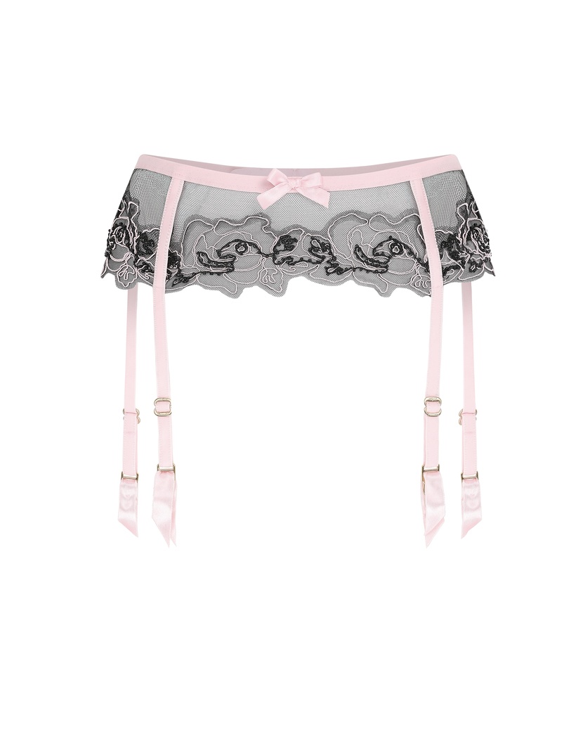 LindieЧерно-розовый пояс для чулок Lindie