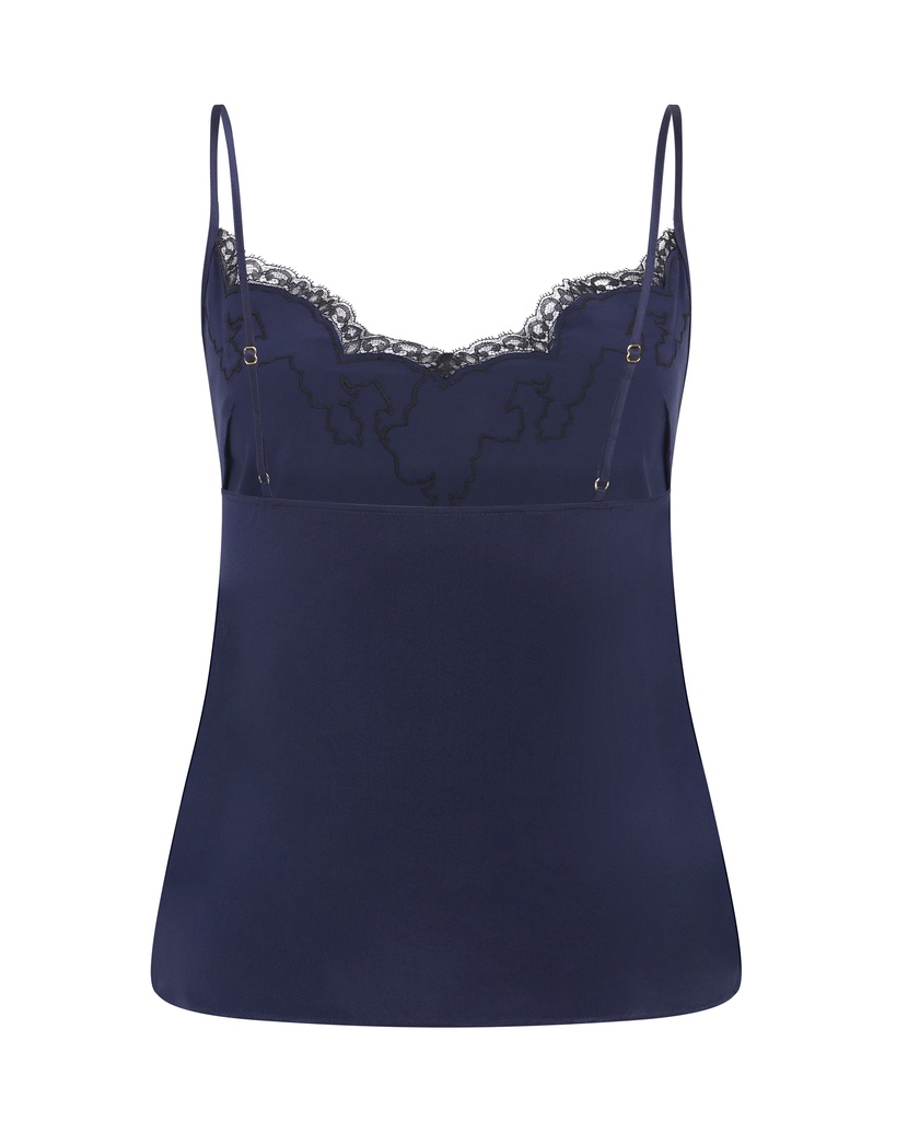 AmeleaСиний пижамный топ из шелка и кружева Amelea