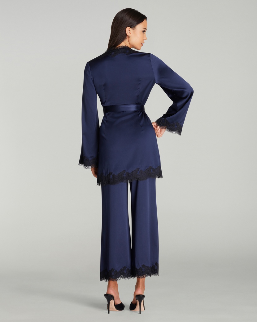 AmeleaСиний верх пижамы из шелка и кружева Amelea