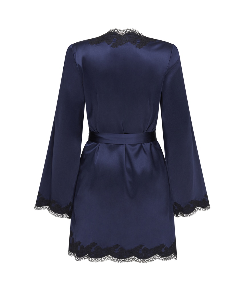 AmeleaСиний верх пижамы из шелка и кружева Amelea