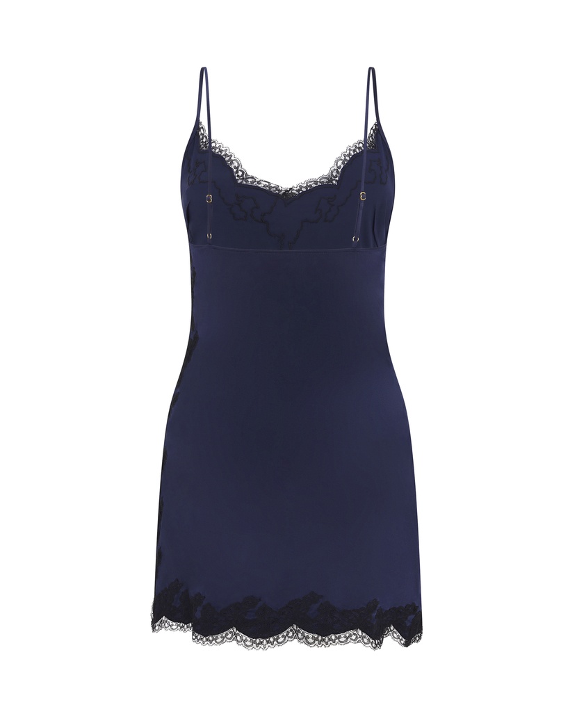 AmeleaСиняя шелковая сорочка с кружевом Amelea