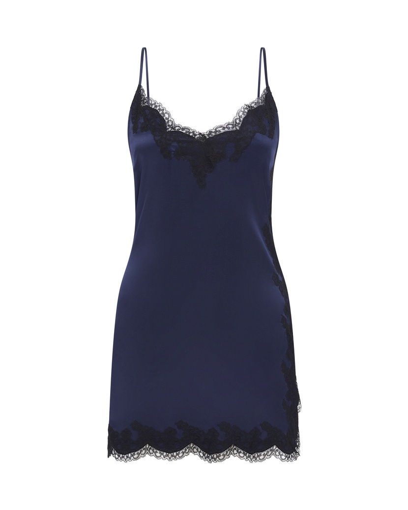 AmeleaСиняя шелковая сорочка с кружевом Amelea