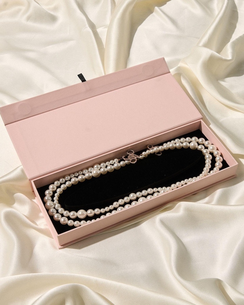 BarbЖемчужное розово-золотое ожерелье Barb