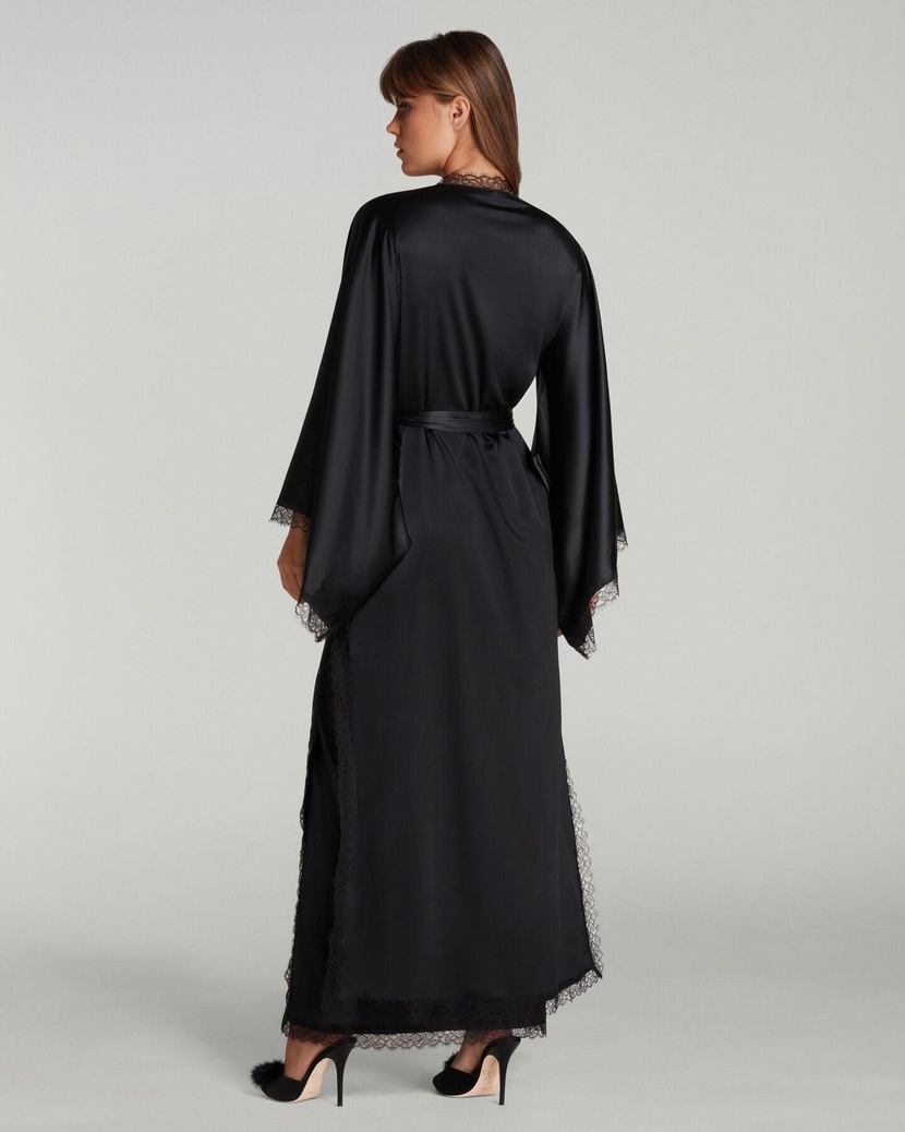 GiseleЧерный длинный халат-кимоно Gisele