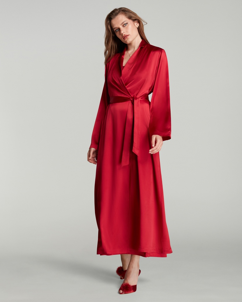 CecilyКрасный длинный халат Cecily