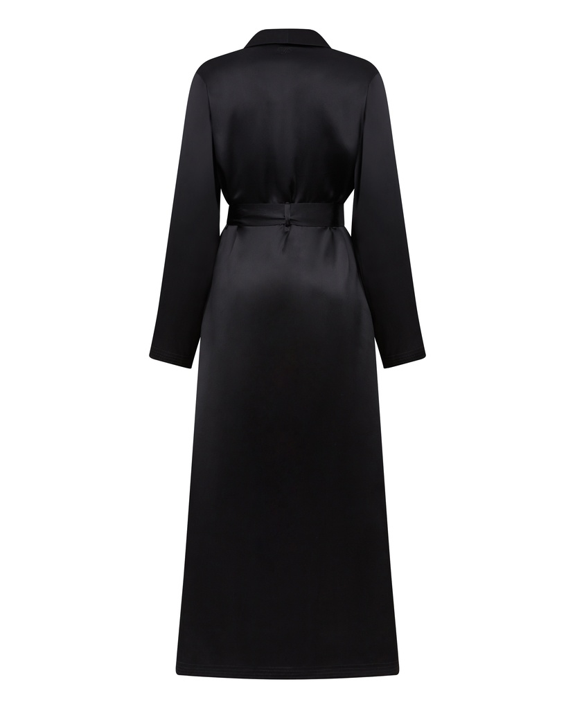 CecilyЧерный длинный халат Cecily