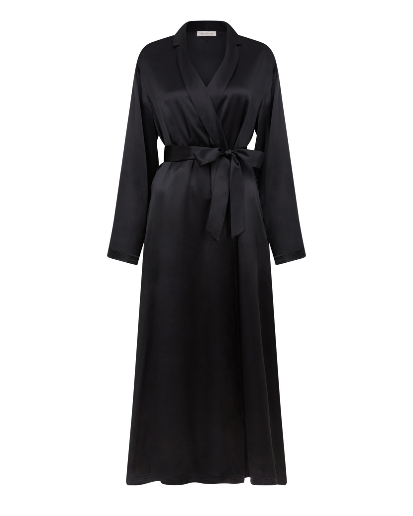 CecilyЧерный длинный халат Cecily