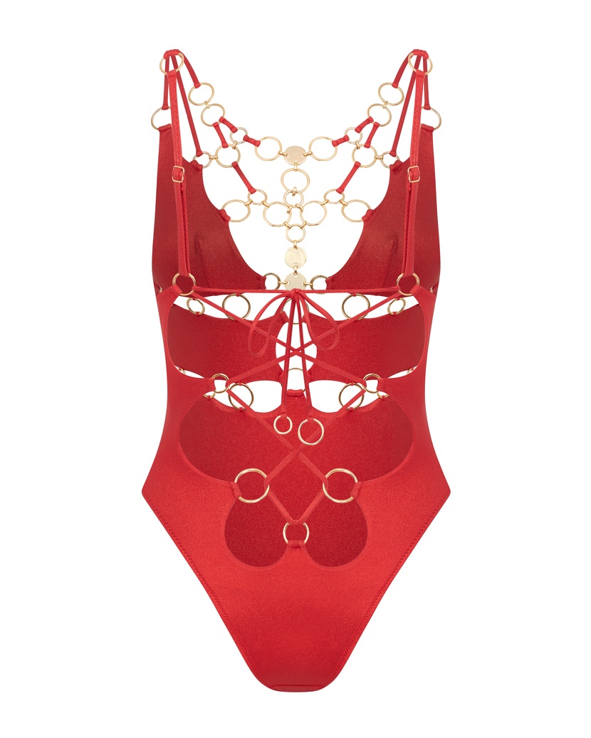 DavineКрасный слитный купальник Davine