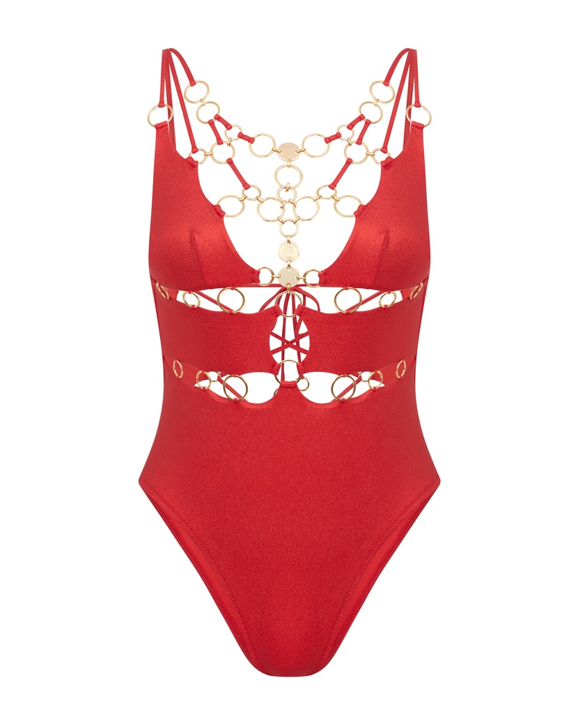 DavineКрасный слитный купальник Davine