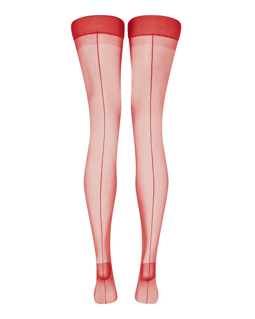 OpaleКрасные чулки под пояс с продольным швом Opale
