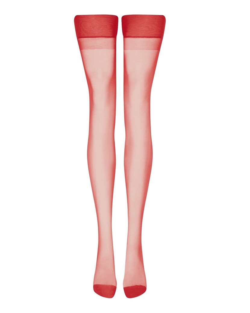 OpaleКрасные чулки под пояс с продольным швом Opale