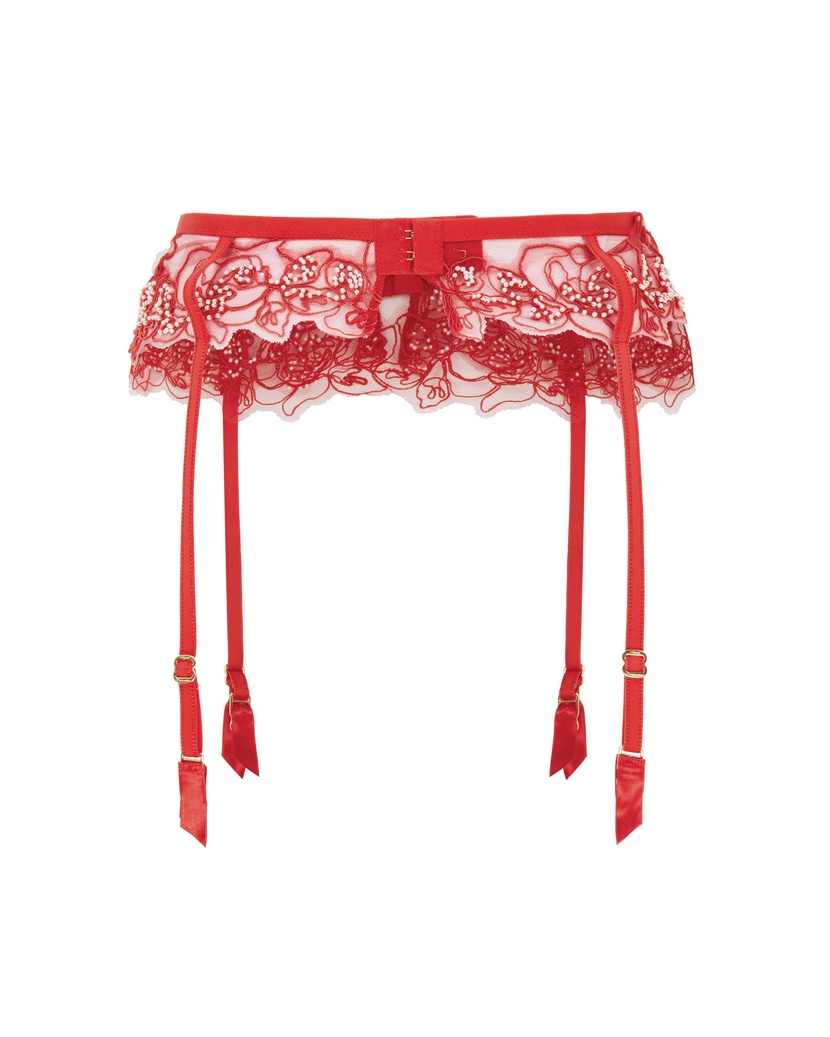 LindieКрасный прозрачный пояс для чулок Lindie