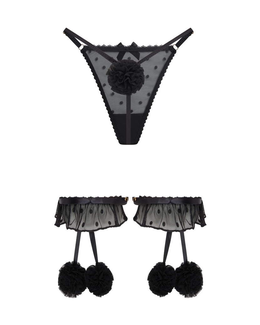 AnnaliaЧерный комплект из трусов и подвязок Annalia