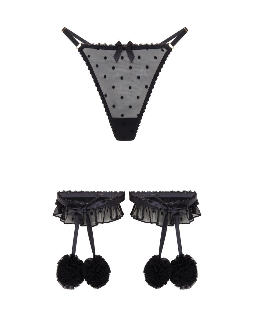 AnnaliaЧерный комплект из трусов и подвязок Annalia