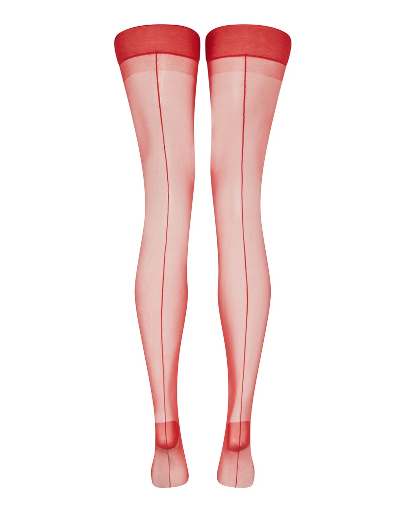 OpaleКрасные чулки под пояс с продольным швом Opale