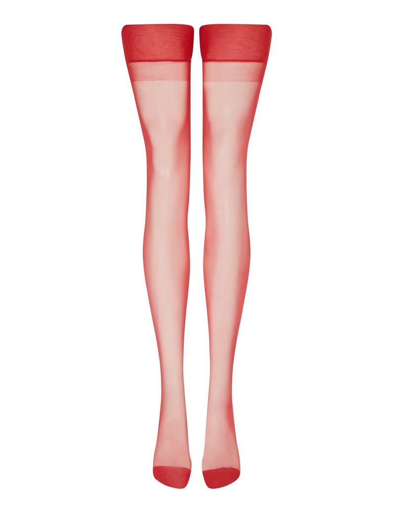OpaleКрасные чулки под пояс с продольным швом Opale