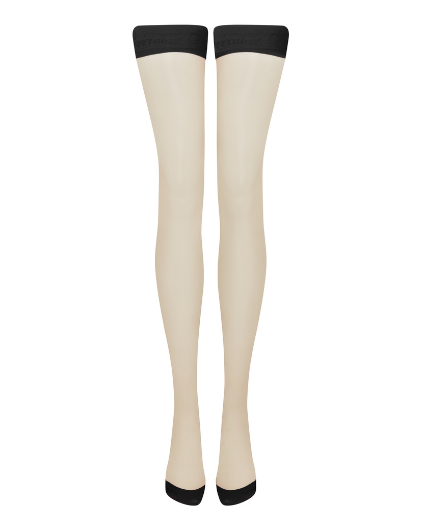 TanzieНюдовые чулки на резинке с черной отделкой Tanzie