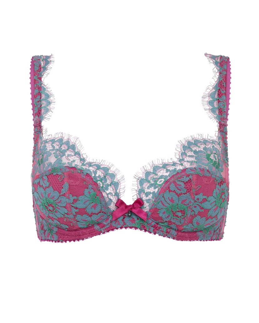 CarlineРозово-зеленый бюстгальтер с мягкой чашкой Carline