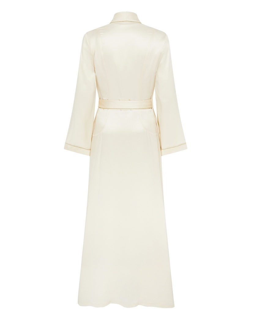 ClassicДлинный шелковый халат цвета слоновой кости Classic