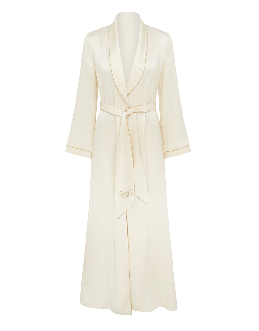 ClassicДлинный шелковый халат цвета слоновой кости Classic