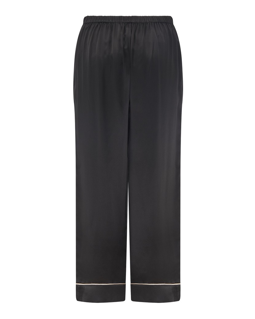 ClassicЧерные укороченные шелковые брюки пижамы Classic