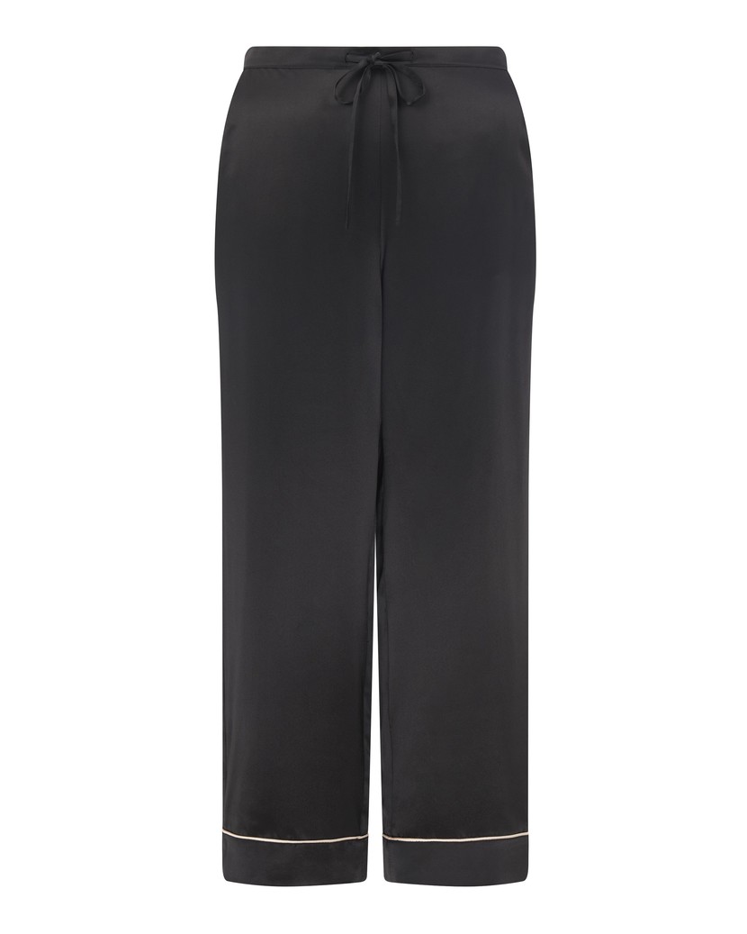 ClassicЧерные укороченные шелковые брюки пижамы Classic