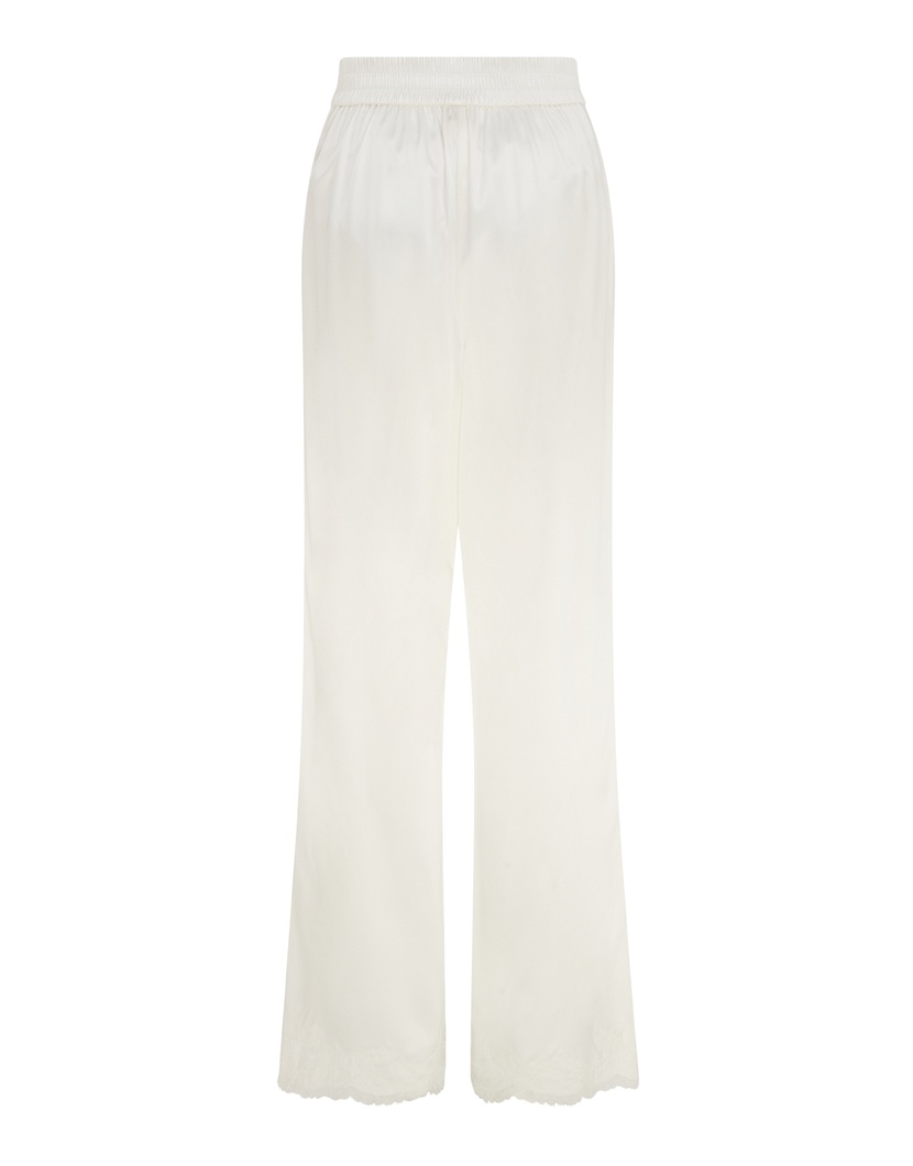 AmeleaБелые пижамные брюки из шелка с кружевом Amelea