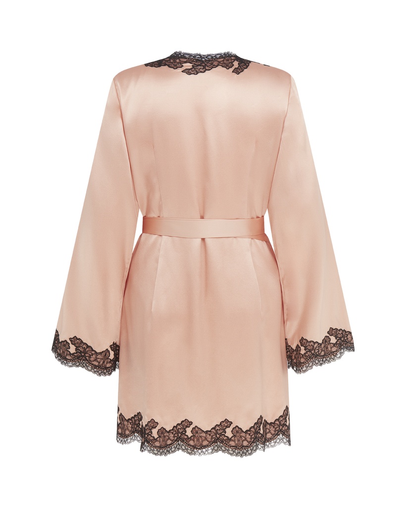 AmeleaРозово-черный верх пижамы из шелка и кружева Amelea