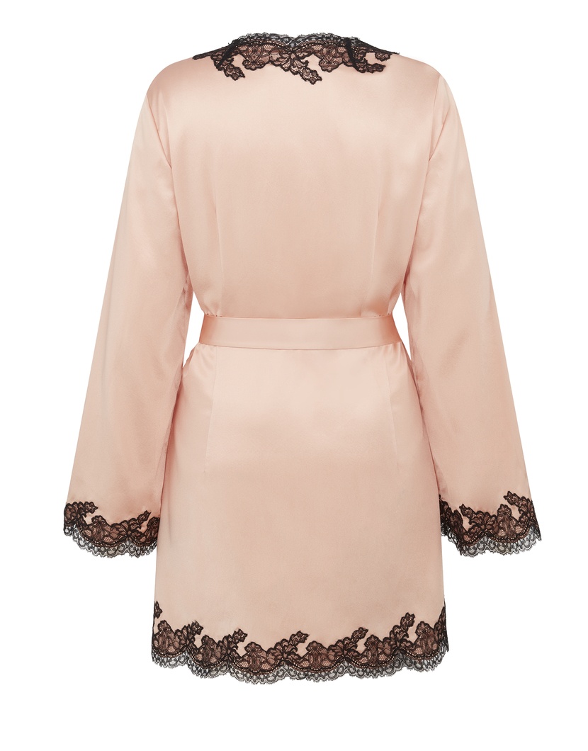 AmeleaРозово-черный верх пижамы из шелка и кружева Amelea
