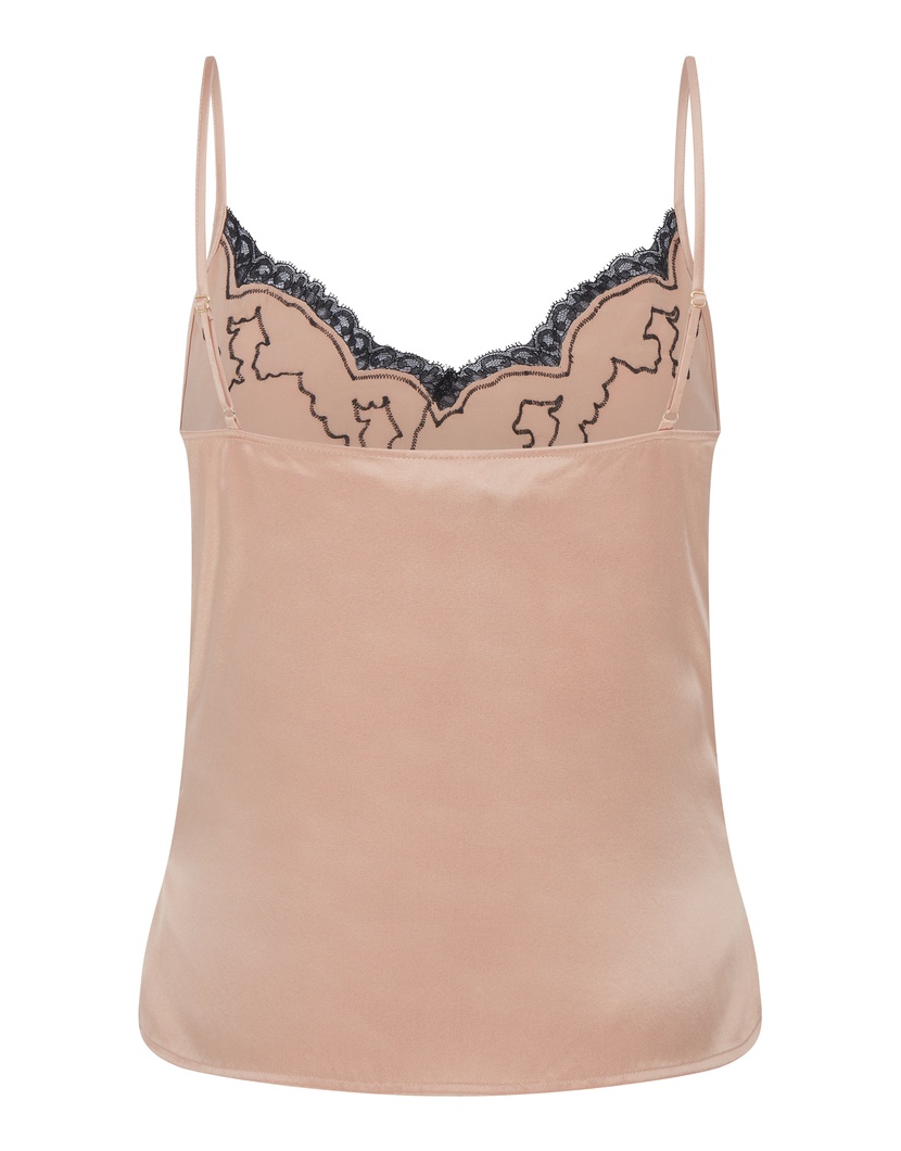 AmeleaРозово-черный пижамный топ из шелка и кружева Amelea