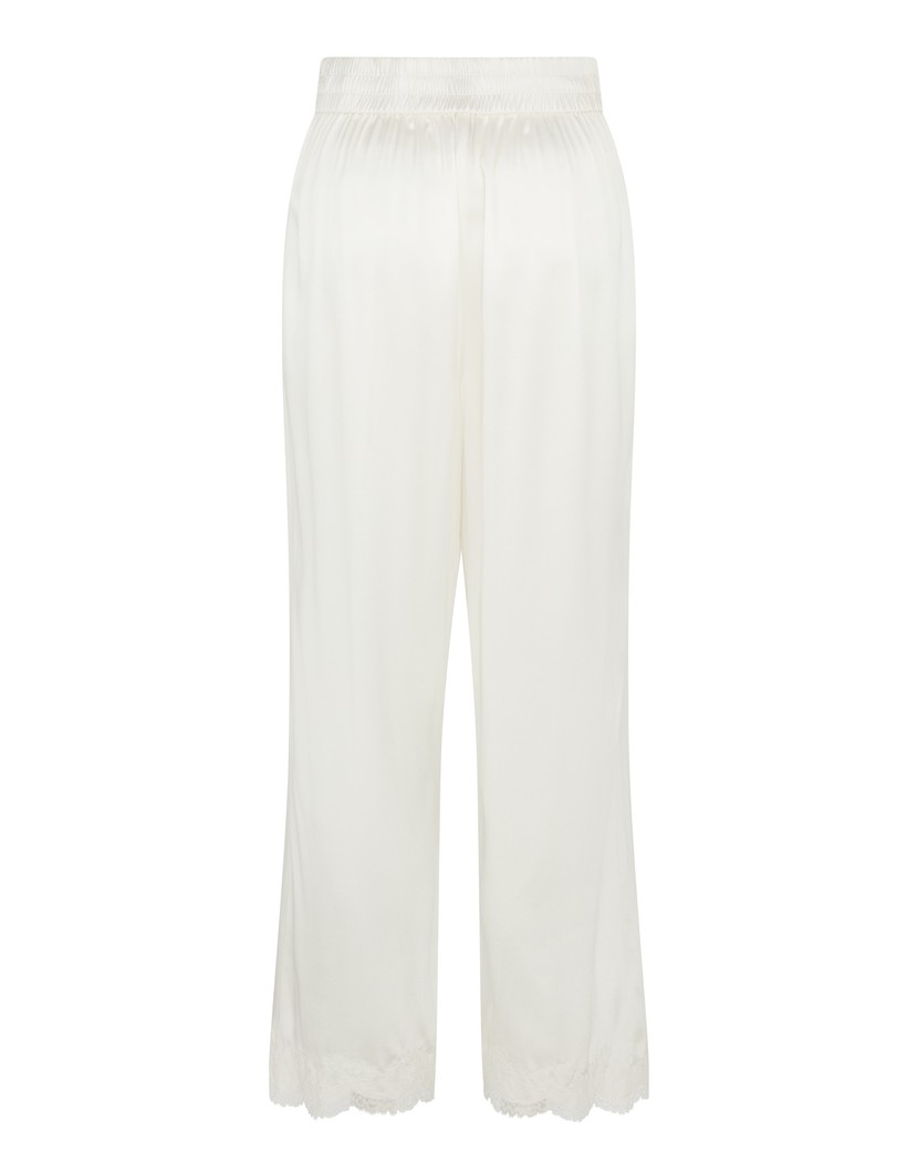 AmeleaБелые укороченные пижамные брюки из шелка с кружевом Amelea