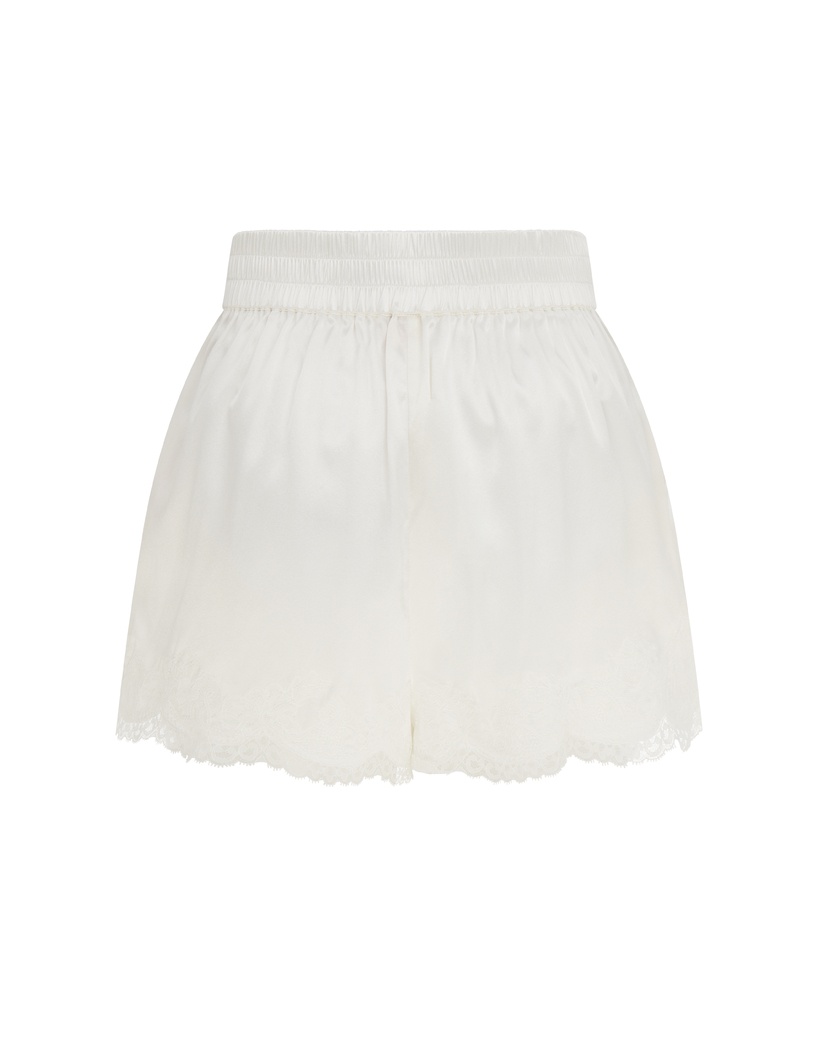 AmeleaБелые пижамные шорты из шелка с кружевом Amelea