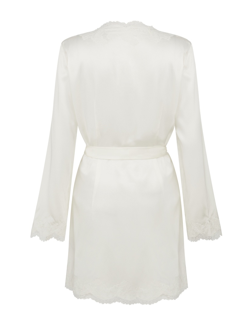 AmeleaБелый топ пижамы из шелка с кружевом Amelea