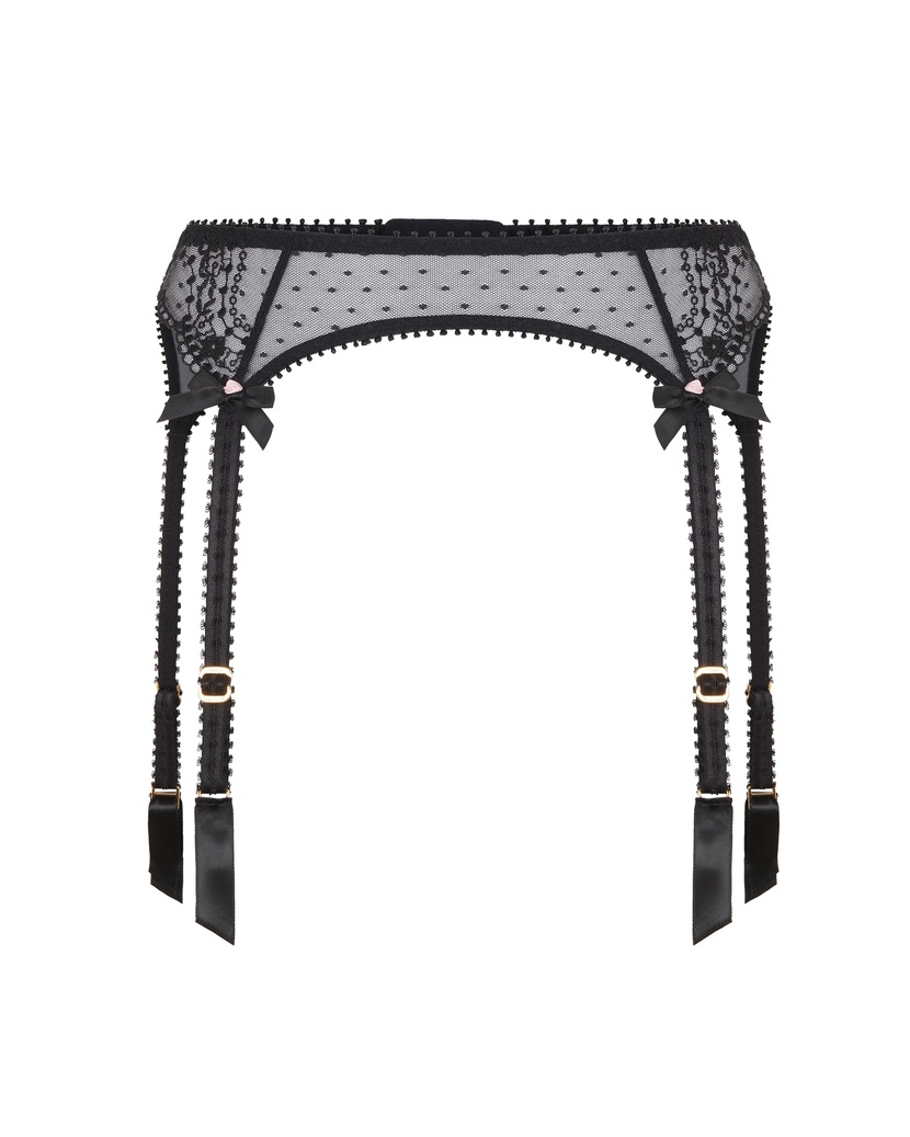 YumaЧерный прозрачный пояс для чулок Yuma