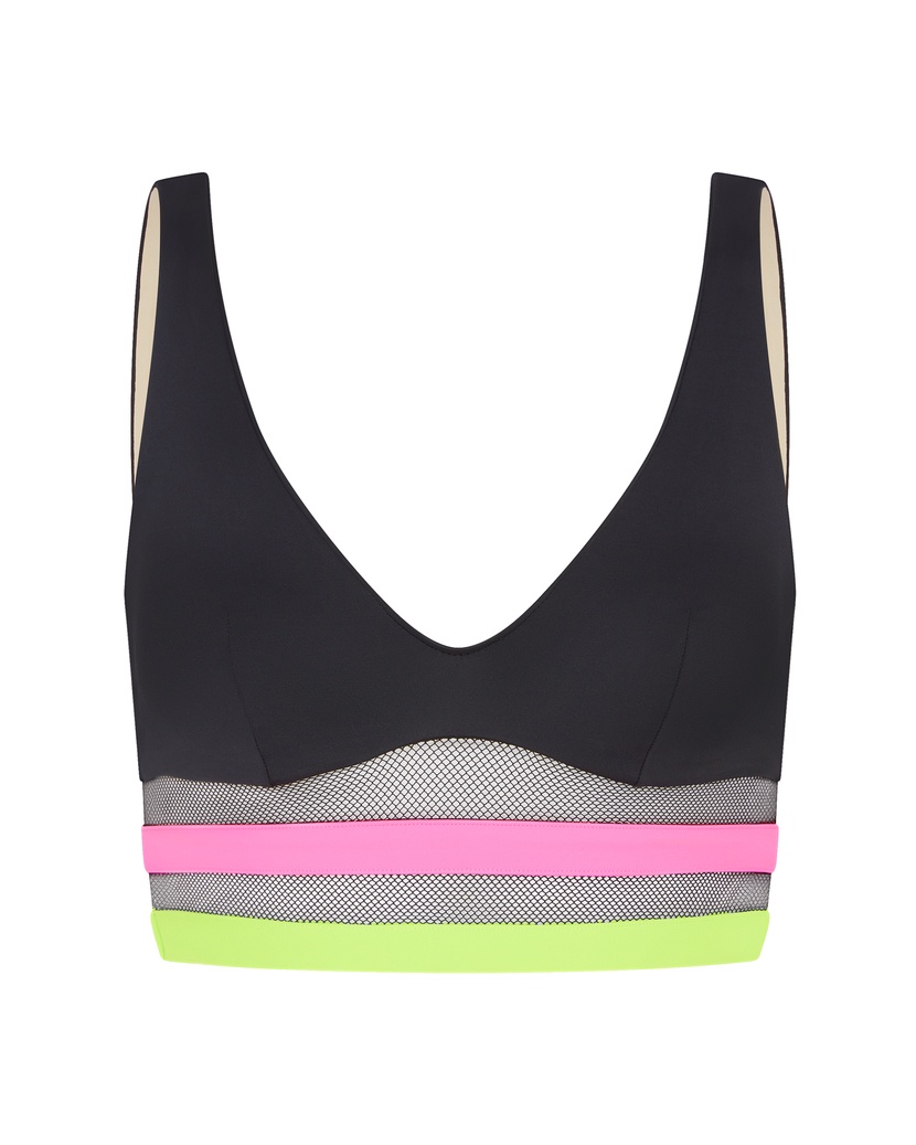 ZenayaЧерно-зеленый топ купальника Zenaya