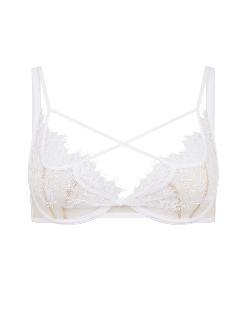 PalmaБелый кружевной прозрачный бюстгальтер с мягкой чашкой Palma