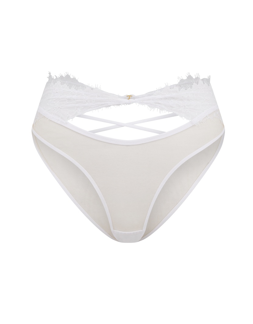 PalmaБелые кружевные прозрачные трусы с высокой посадкой Palma