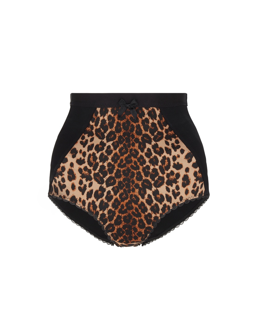 EloraЛеопардово-черные шелковые трусы-шорты с высокой посадкой Elora