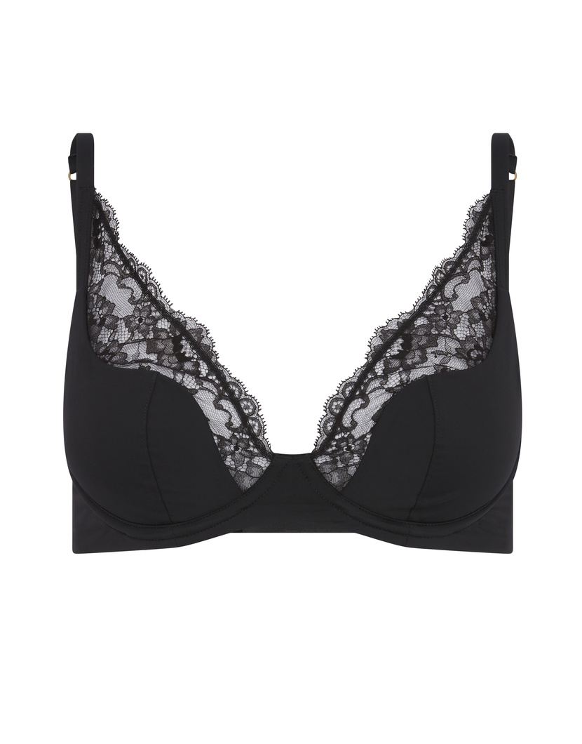BrigetteЧерный бюстгальтер с плотной чашкой и отделкой кружевом Brigette