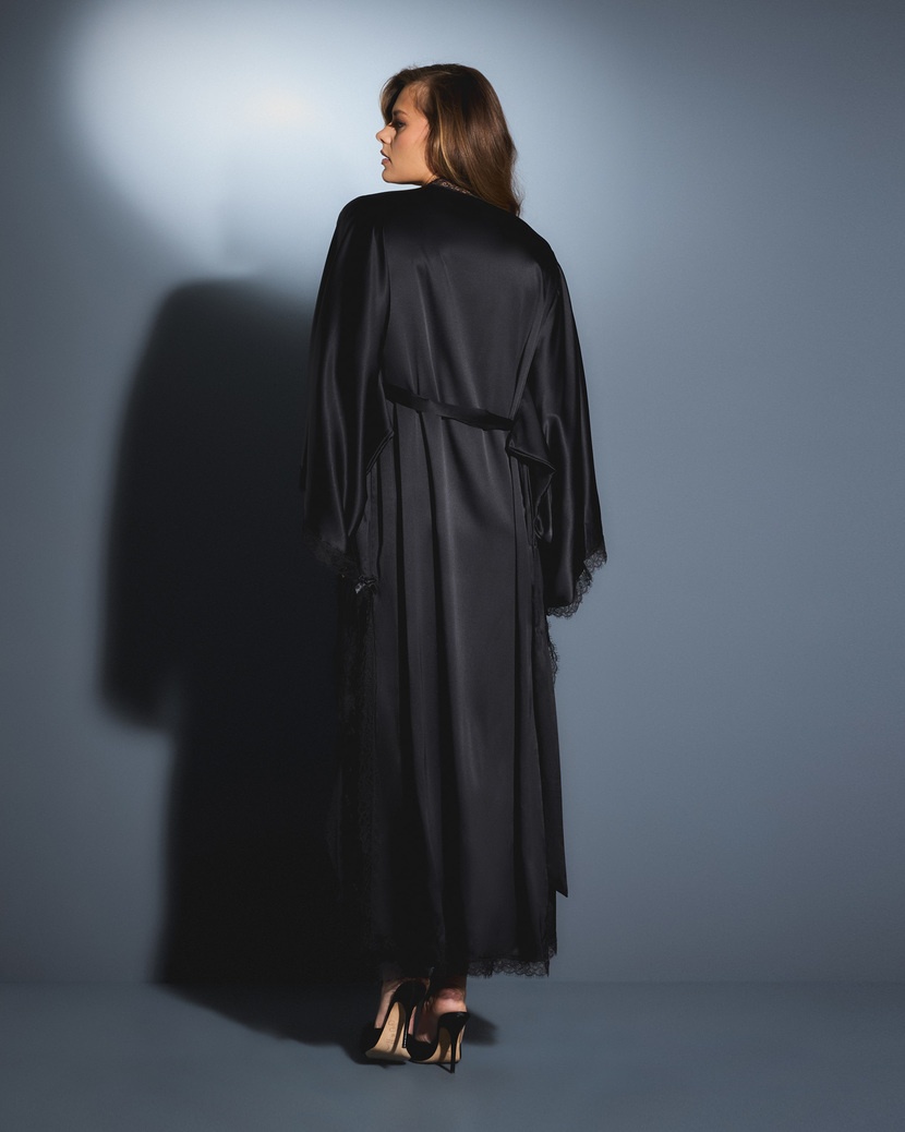 GiseleЧерный длинный халат-кимоно Gisele
