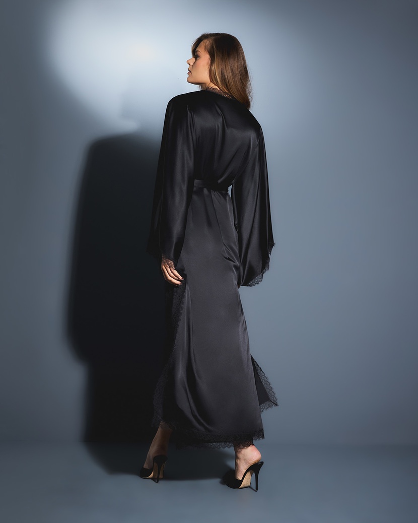 GiseleЧерный длинный халат-кимоно Gisele