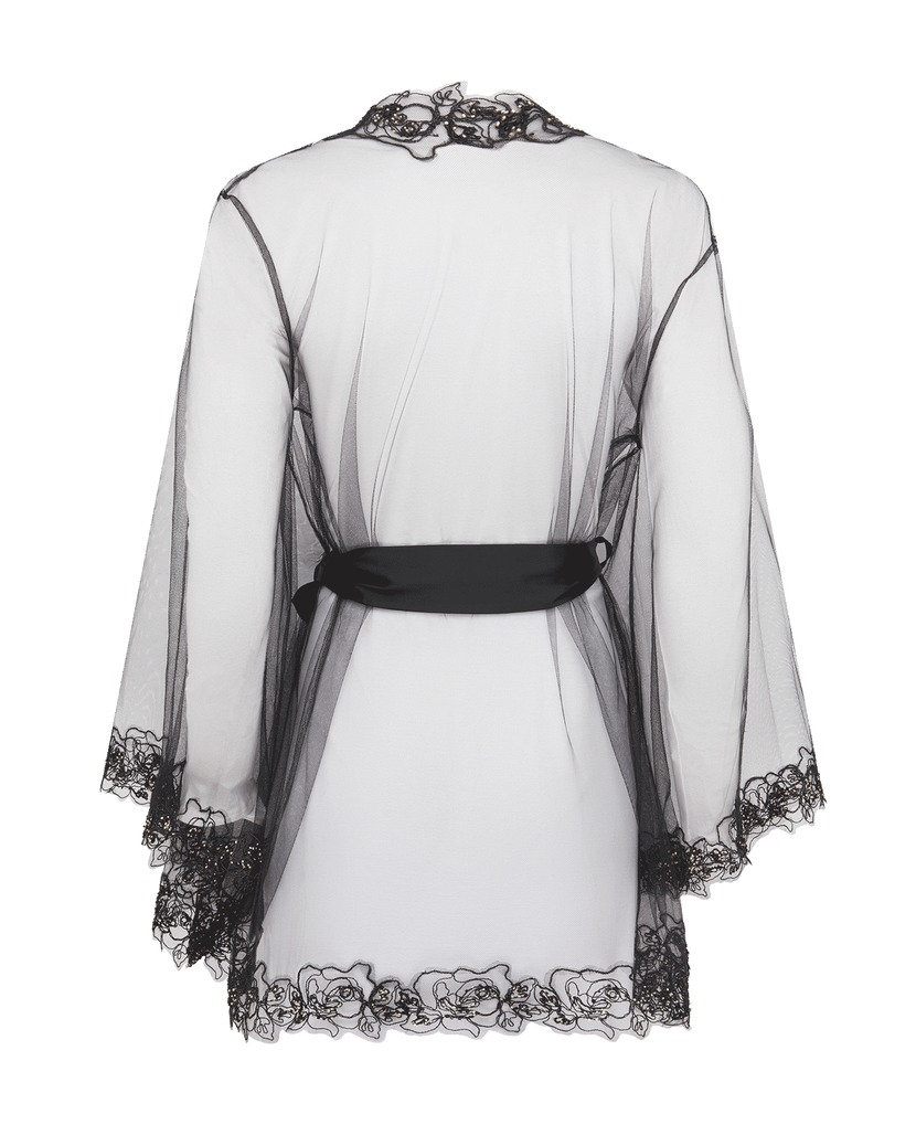 LindieЧерный прозрачный халат-кимоно Lindie