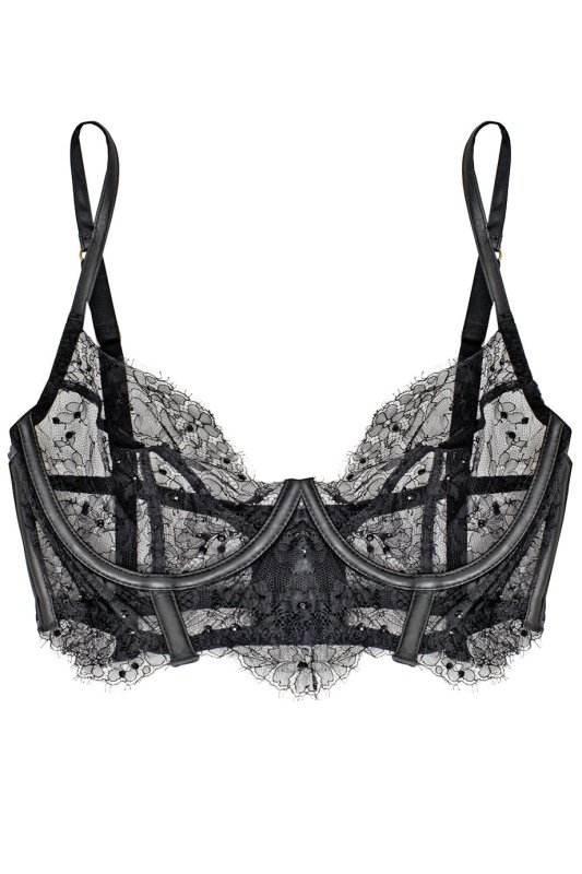 AdaraЧерный кружевной бюстгальтер с мягкой чашкой Adara